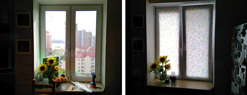 Рулонные шторы на окне